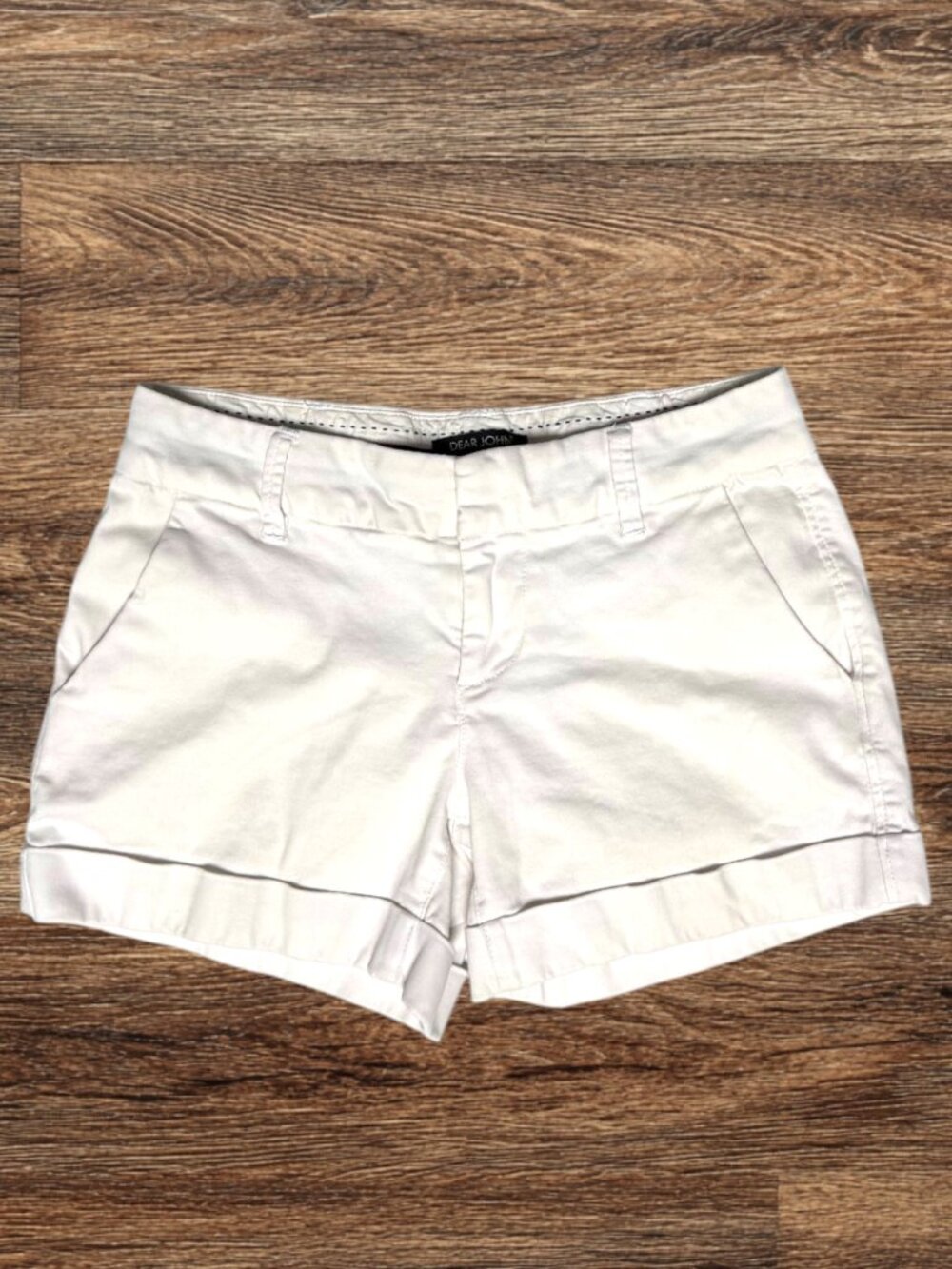 Dear John Hampton Comfort Shorts Optic White Stretch Chino Size 26